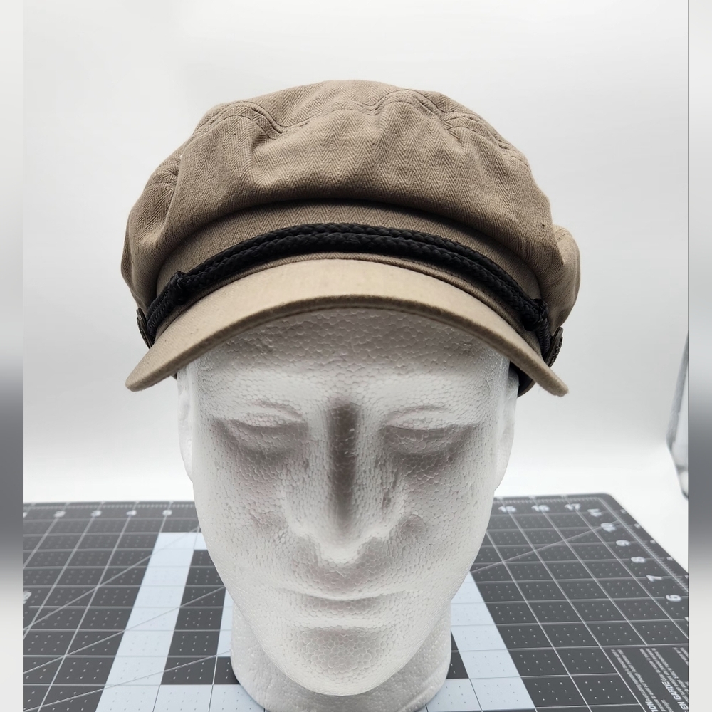 Greek Fisherman Cap Hat Brown  With Rope Hat Band One Size Yachting Sailing.